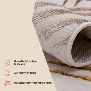 Vloerkleed Crystal Gold Bruin Creme Bladeren 3D Effect