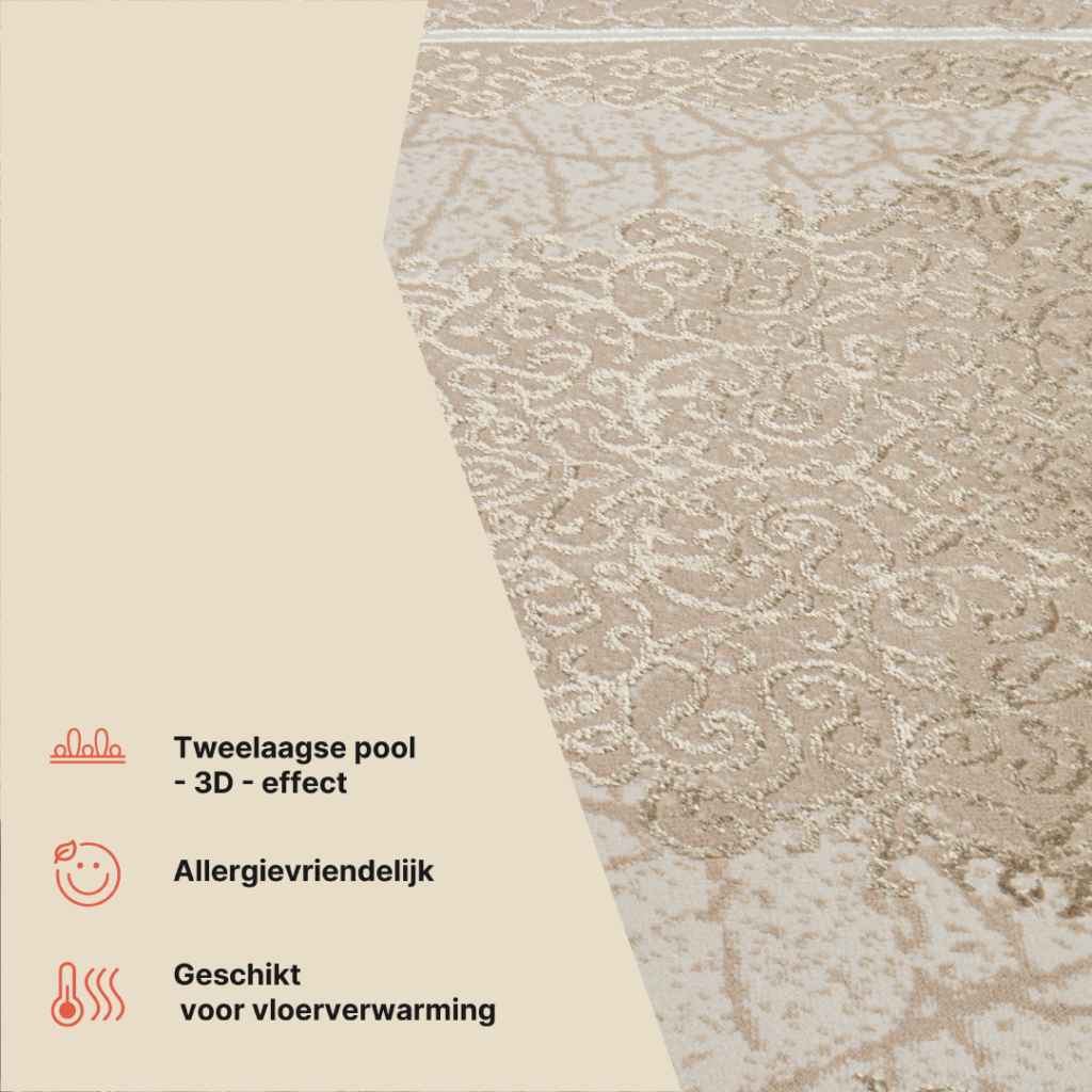 Vloerkleed Ares Bruin Beige Rozet Vintage