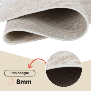 Vloerkleed Crystal Rond Beige Bruin Crème Strepen