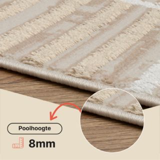Vloerkleed Crystal Bruin Beige Cream Strepen 3D Effect
