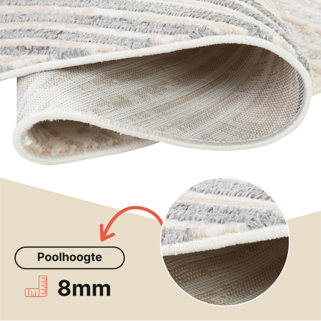 Vloerkleed Crystal Rond Grijs Beige Crème Strepen