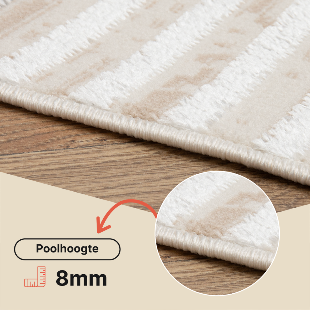 Vloerkleed Crystal Grijs Beige Crème Strepen 3D Effect