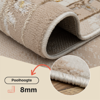 Vloerkleed Ares Goudkleur Beige Rozet Vintage