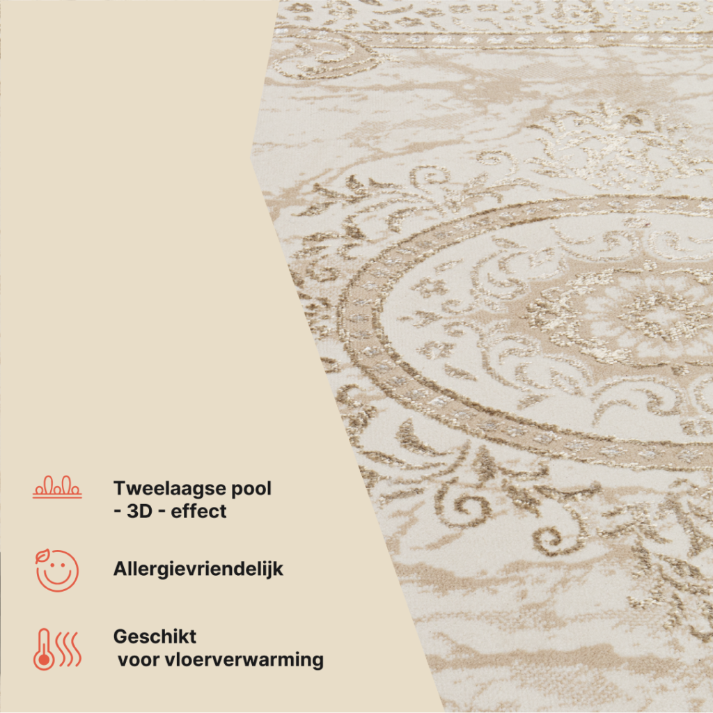 Vloerkleed Ares Bruin Beige Traditioneel Rozet