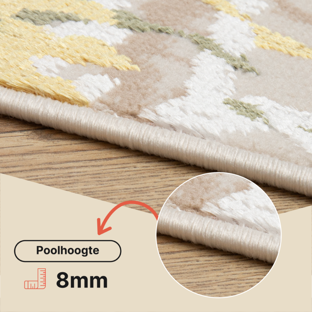 Vloerkleed Crystal Groen Creme Abstract Marmer 3D Effect