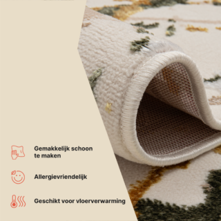 Vloerkleed Crystal Groen Creme Abstract Marmer 3D Effect