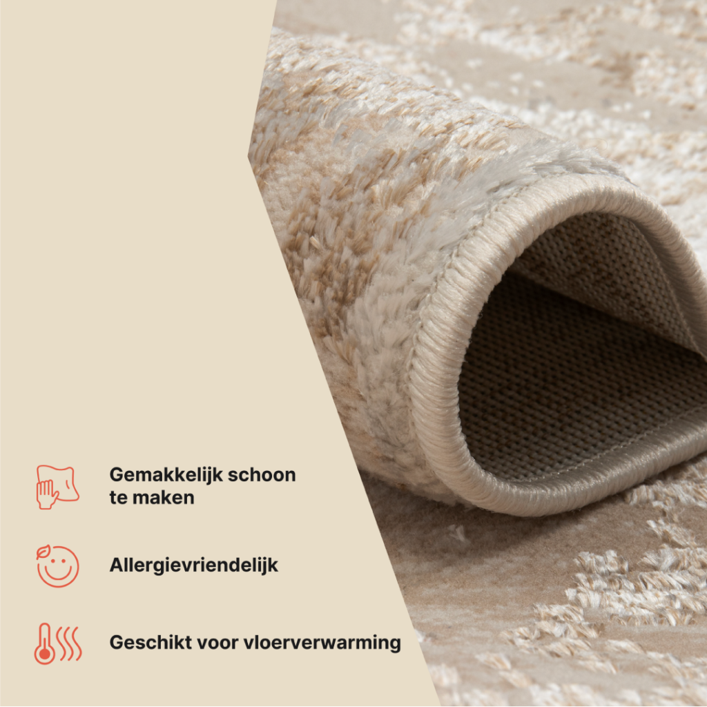 Vloerkleed Crystal Cream Bruin Gevlekte Lijnen 3D Effect