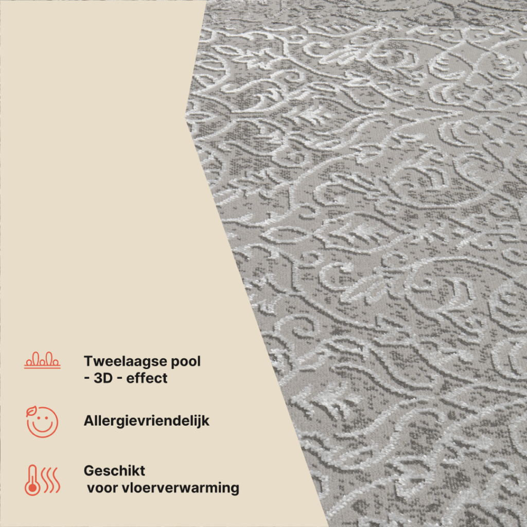 Vloerkleed Ares Donker Grijs Ornamenten Vintage