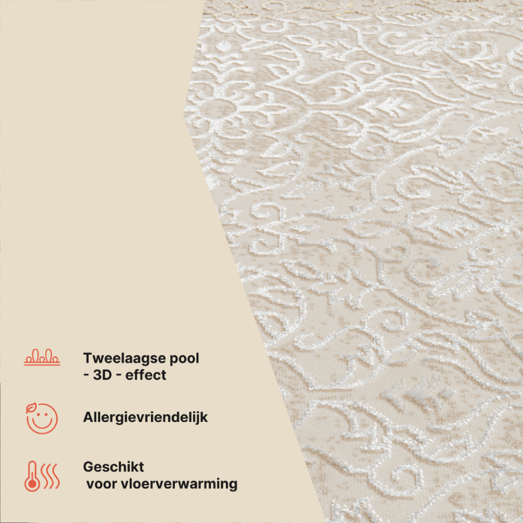 Vloerkleed Ares Creme Bruin Ornamenten Vintage