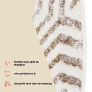 Vloerkleed Crystal Rond Bruin Creme Beige Lijnen