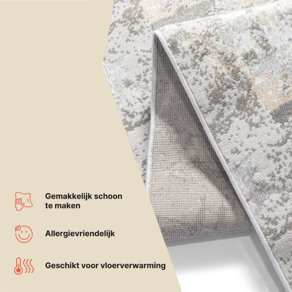 Loper Crystal Donkergrijs Beige Modern