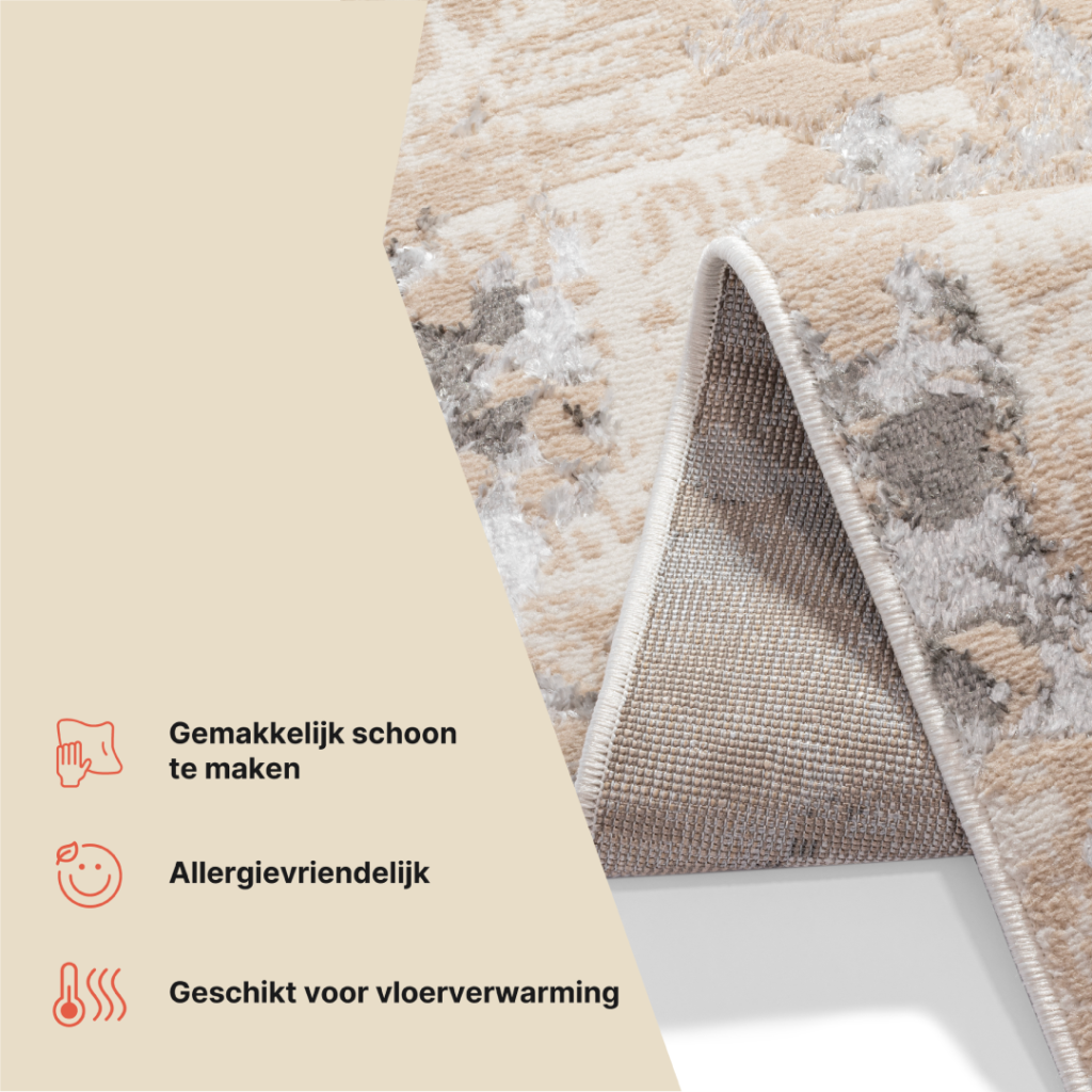 Loper Crystal Beige Grijs Abstract