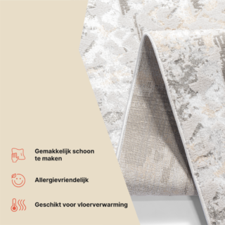 Loper Crystal Donkergrijs Beige Abstract