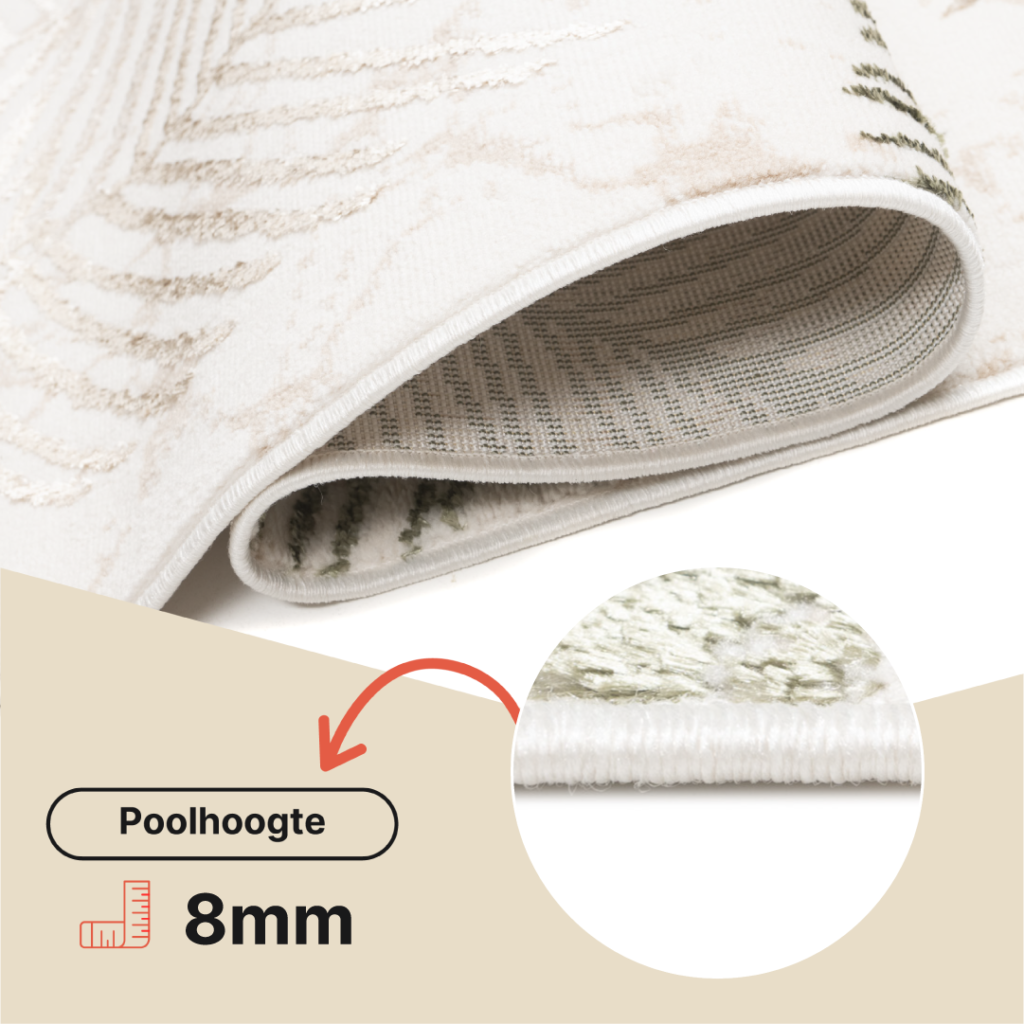 Loper Crystal Beige Groen Bladeren