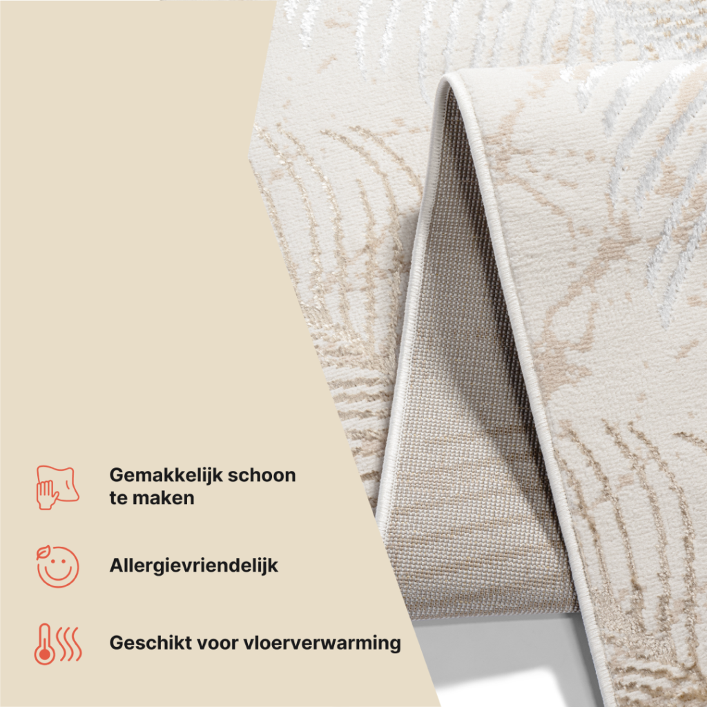 Loper Crystal Beige Bruin Bladeren