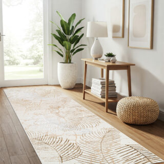 Loper Crystal Beige Bruin Bladeren
