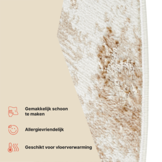 Vloerkleed Crystal Rond Beige Bruin Marmer