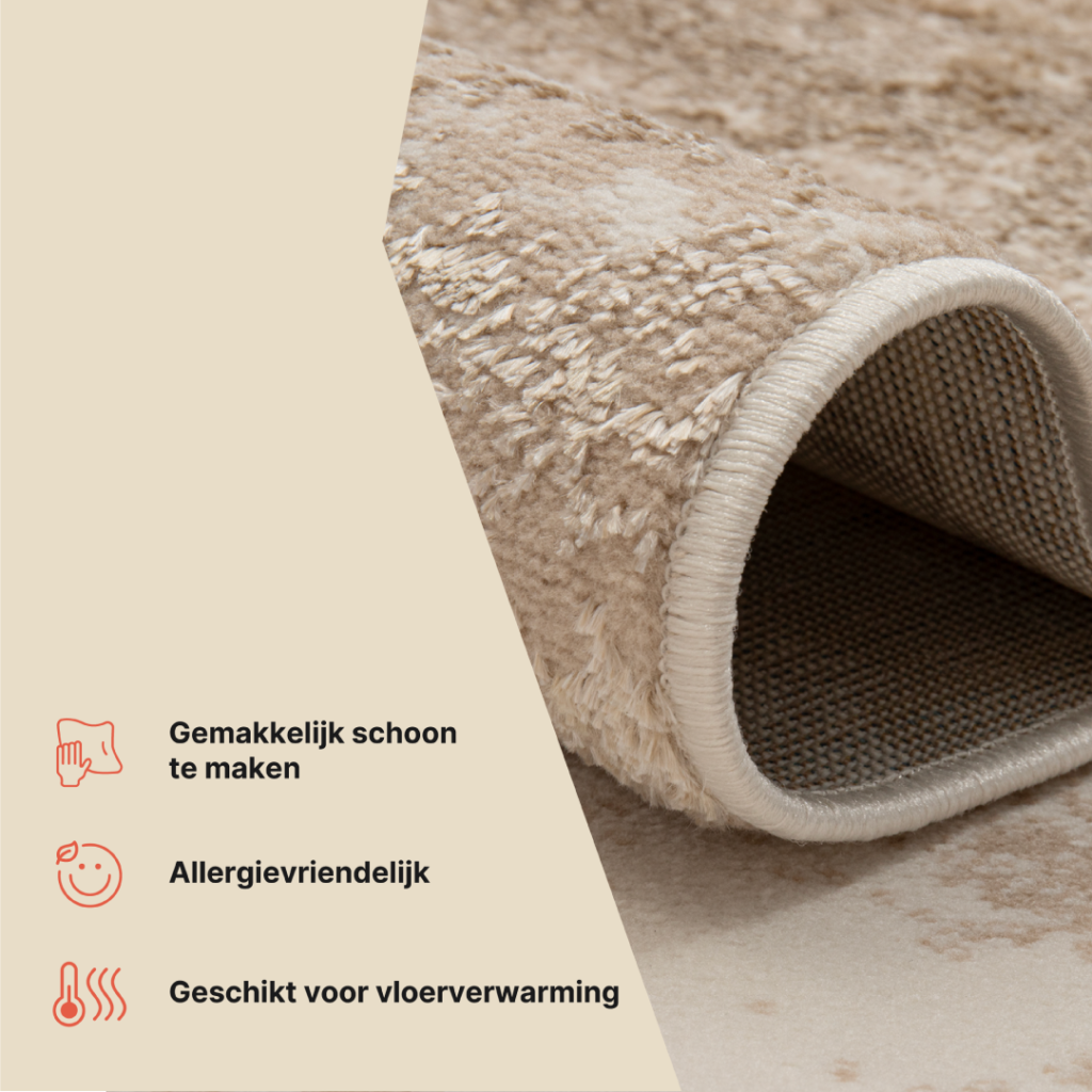 Vloerkleed Crystal Beige Bruin Marmer 3D Effect