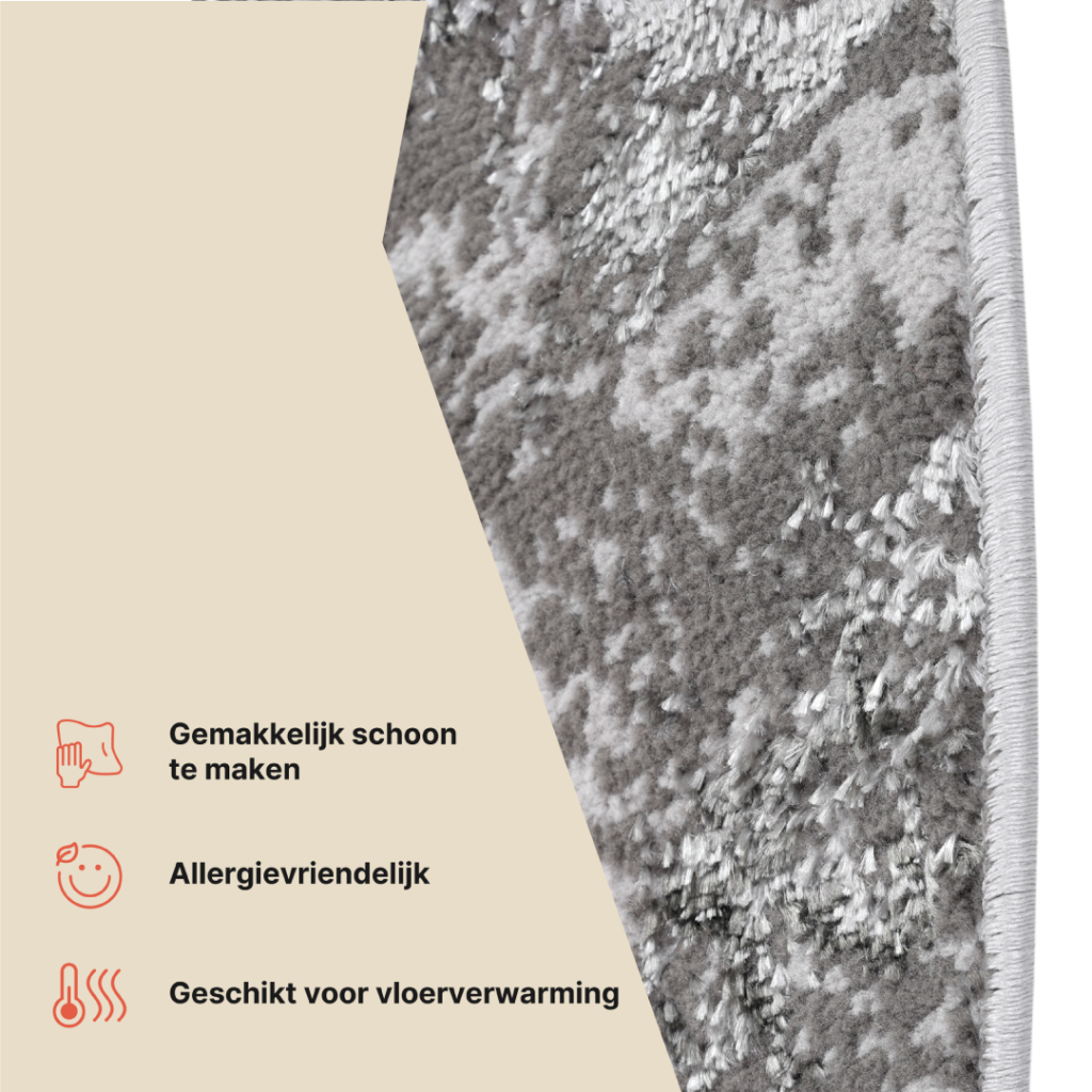 Vloerkleed Crystal Rond Lichtgrijs Marble