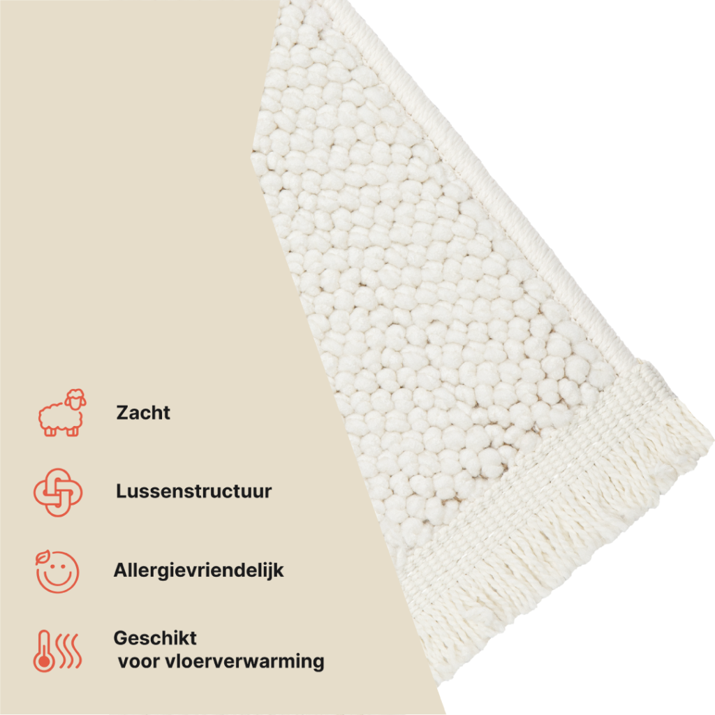 Vloerkleed Agra Creme Modern met Franjes