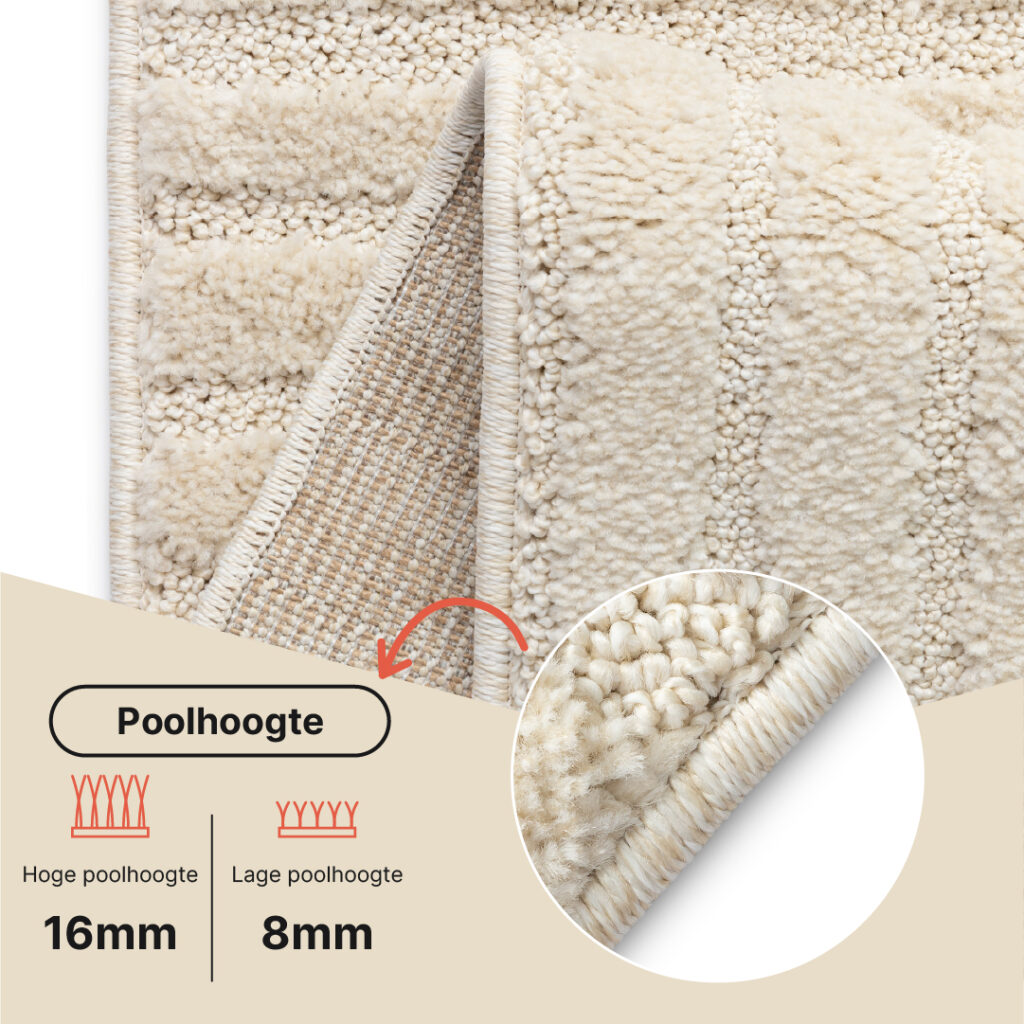 Vloerkleed Relievo 3D Crème Gestreept