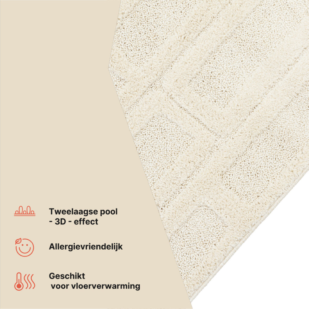 Vloerkleed Relievo 3D Crème Geometrisch