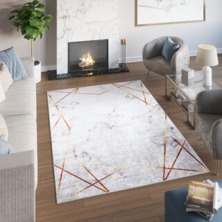Vloerkleed Toscana Grijs Gouden Lijnen