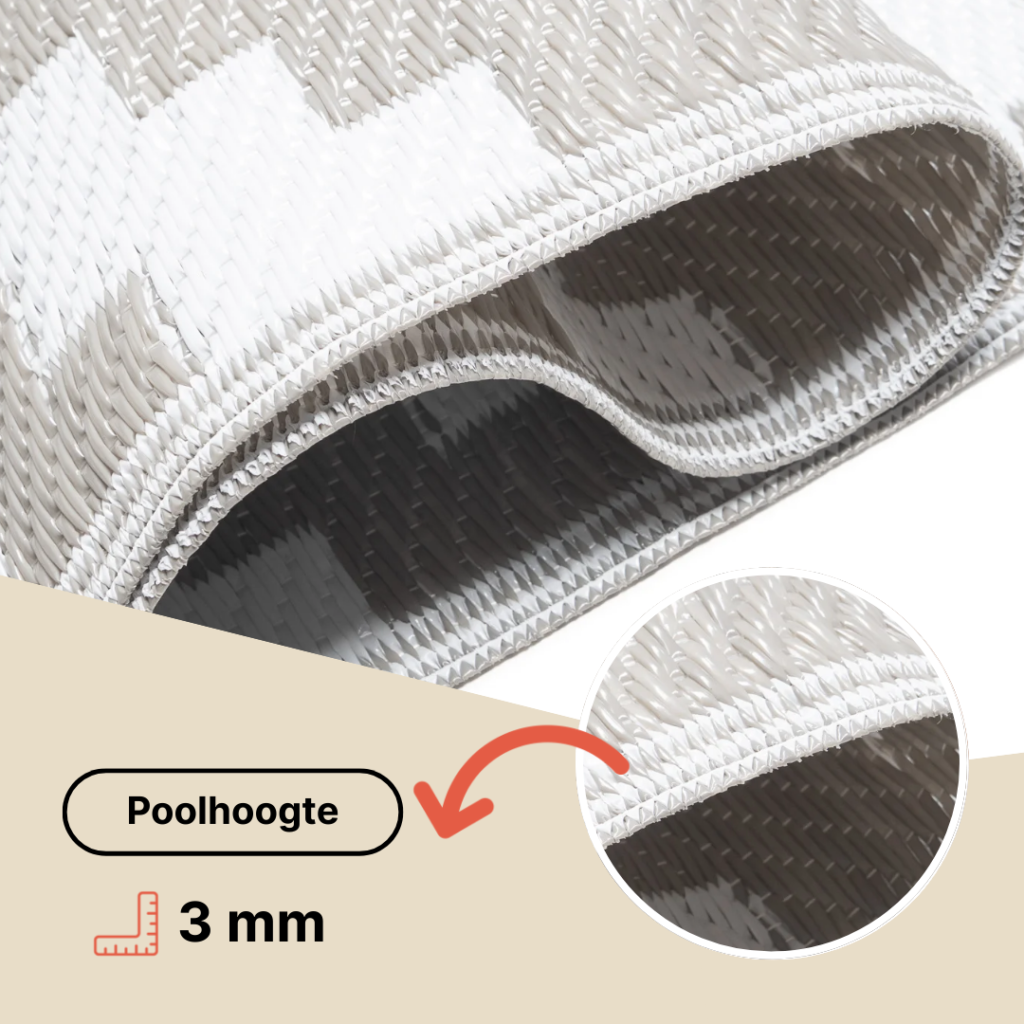 Vloerkleed Ibiza Outdoor Omkeerbaar Waterdicht Beige Wit