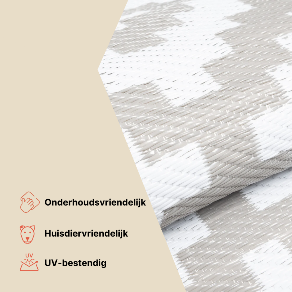 Vloerkleed Ibiza Outdoor Omkeerbaar Waterdicht Beige Wit