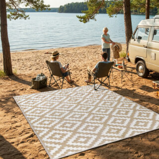 Vloerkleed Ibiza Outdoor Omkeerbaar Waterdicht Beige Wit