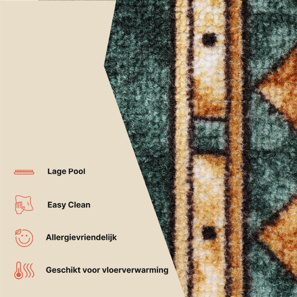 Loper Antislip Groen Ornamenten