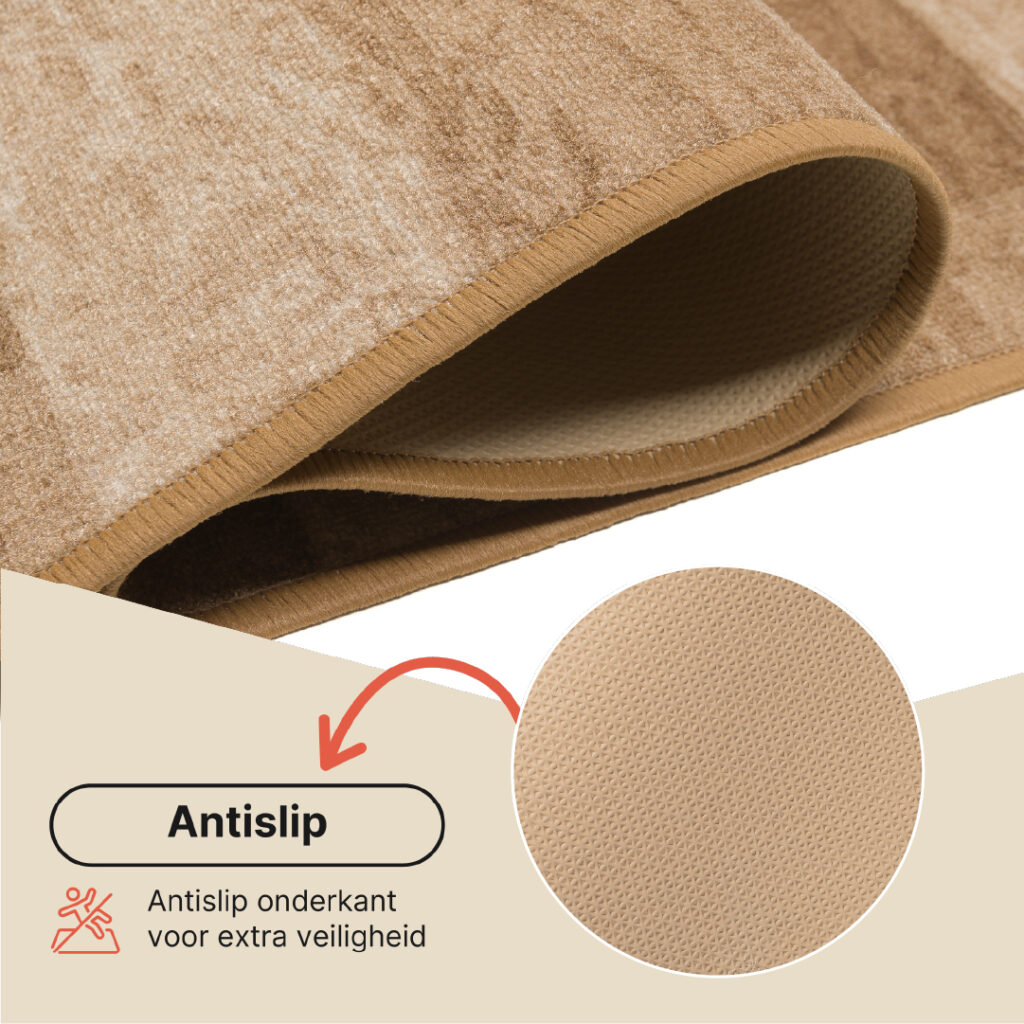 Loper Antislip Beige Geometrisch