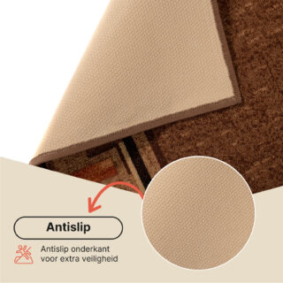 Loper Antislip Donkerbruin Rand