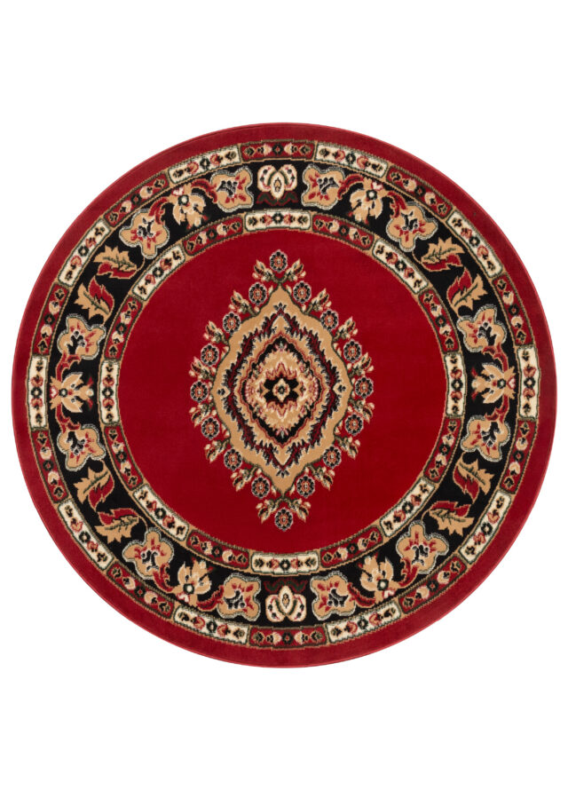 Vloerkleed Atlas Rond met Rood Beige Ornament