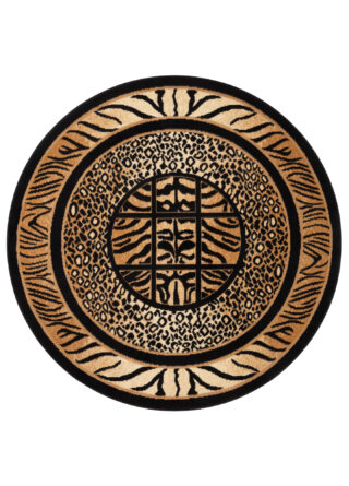 Vloerkleed Atlas Rond Zwart Bruin Dierenprint Safari