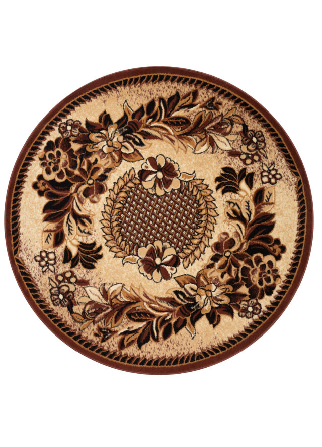 Vloerkleed Atlas Rond Beige Bruin Bloemenmotief