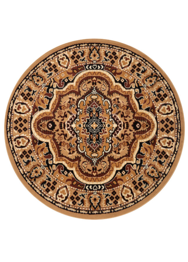 Vloerkleed Atlas Rond Donkerbeige Bruin Ornament