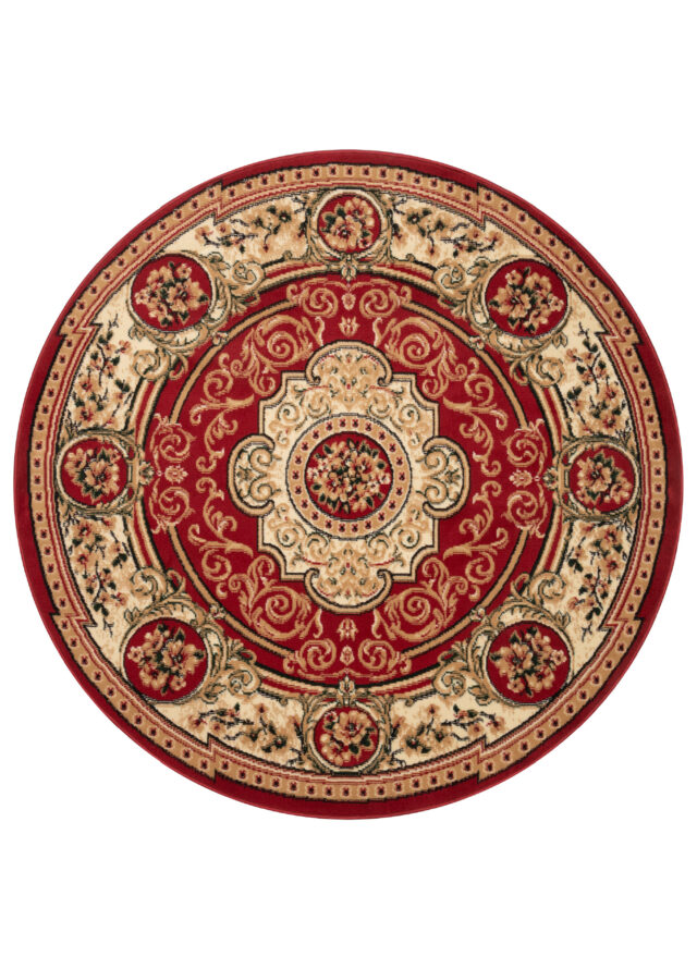 Vloerkleed Atlas Rond Klassiek Rood Beige Ornament
