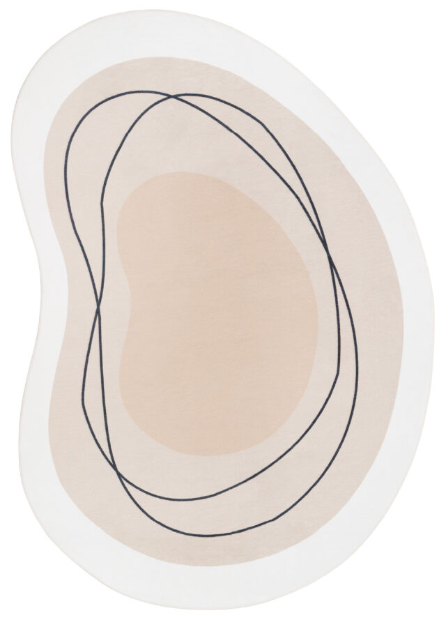 Vloerkleed Wisp Met Onregelmatige Vorm Beige Lijnen