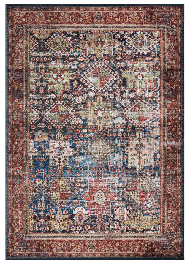 Vloerkleed Ispahan Bordeaux Marineblauw Vintage