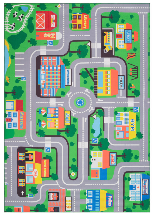 Kindertapijt Joy Groen Stad Antislip