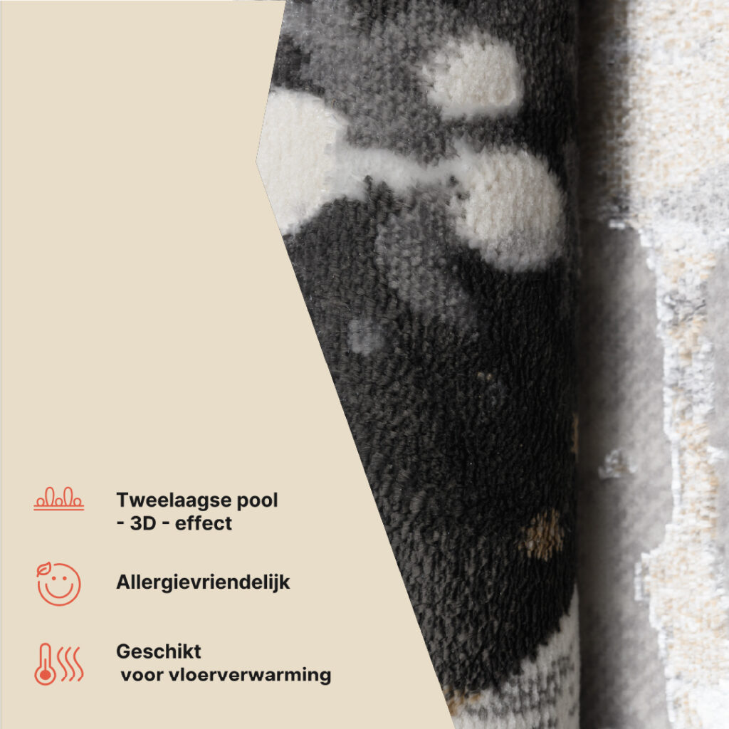 Vloerkleed Golden Grijs Creme Abstract