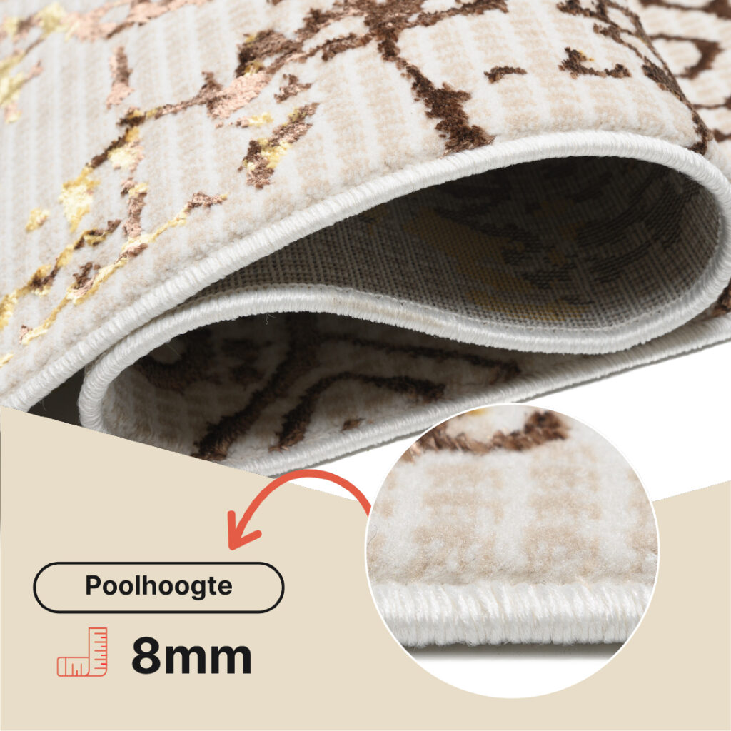 Vloerkleed Golden Creme Goudkleur Patchwork