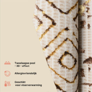 Vloerkleed Golden Creme Goudkleur Patchwork