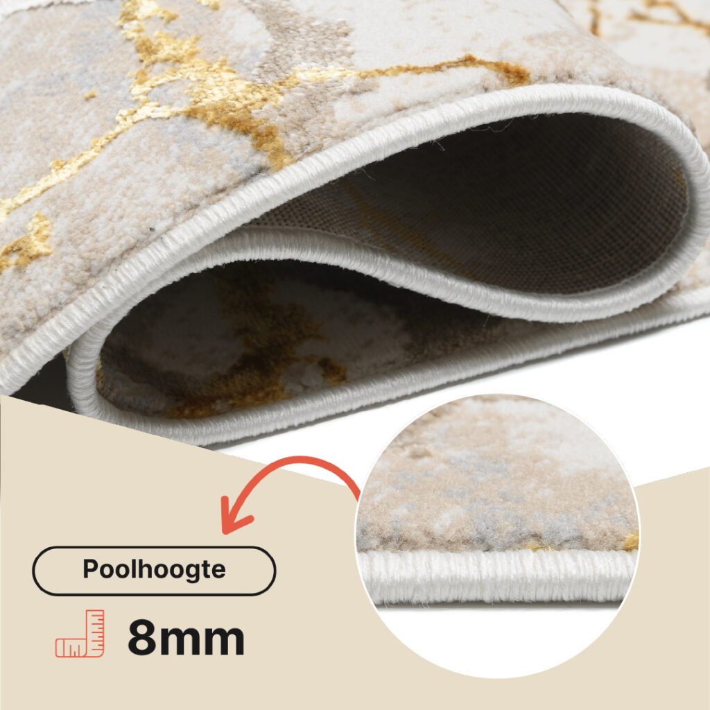 Vloerkleed Golden Creme Goudkleur Abstract Lijnen