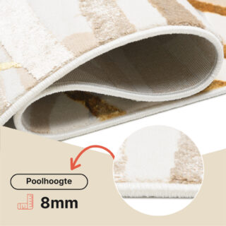 Vloerkleed Golden Creme Goudkleur Beige Bladeren
