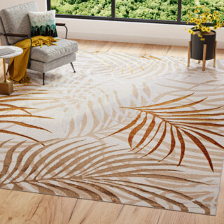 Vloerkleed Golden Creme Goudkleur Beige Bladeren