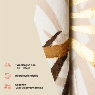 Vloerkleed Golden Creme Bruin Goudkleur Bladeren
