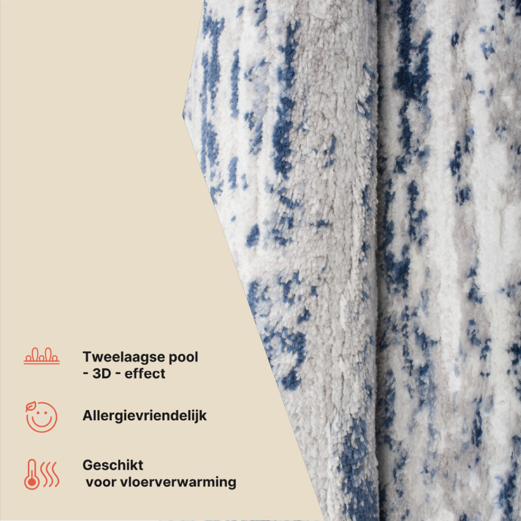 Vloerkleed Sky Blauw Creme Modern Lijnen