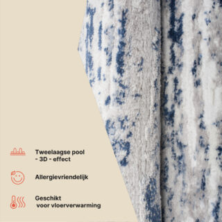Vloerkleed Sky Blauw Creme Modern Lijnen